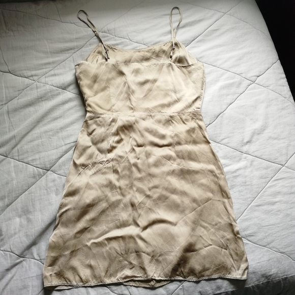 WILFRED Isabelle Dress Olive Beige Mini Silky Cupro Size 2 Aritzia - Picture 11 of 14